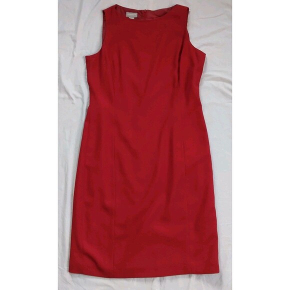 2 Piece Liz Claiborne Collection Red Sleeveless Shift Dress Jacket Holiday 12 - Picture 8 of 13